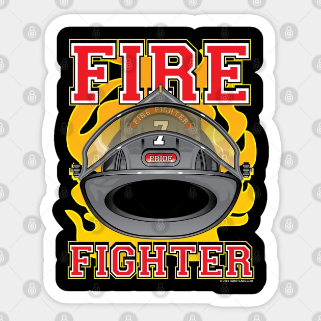 Fire Fighter Black Helmet Sticker by eShirtLabs